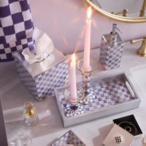 Check Glass Candlestick – Violet Check, Small