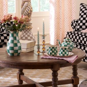 Check Glass Candlestick – Courtly Check, Large