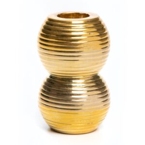 Ribbed Double Sphere Candle Holder – Gold