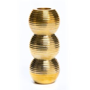 Ribbed Triple Sphere Candle Holder – Gold