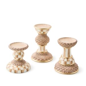 Mocha Pillar Candle Holders, Set of 3