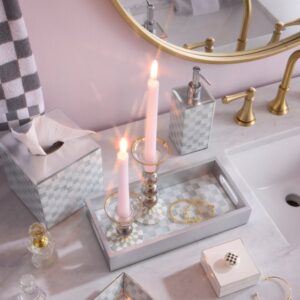 Check Glass Candlestick – Sterling Check, Large