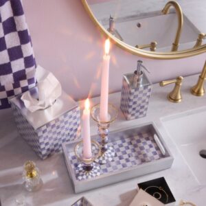 Check Glass Candlestick – Violet Check, Large