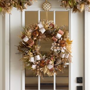 Mocha Check Harvest 25″ Wreath