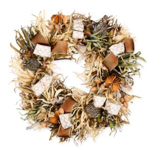 Mocha Check Harvest 25″ Wreath