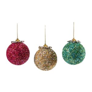 Granny Kitsch Encrusted Ball Ornaments, Set of 3