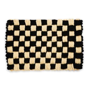 Woven Check Entrance Mat – Black & White, Single Door