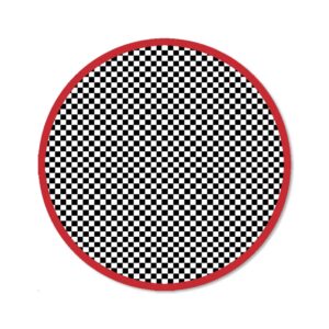 Check It Out Rug – 6′ Round – Red