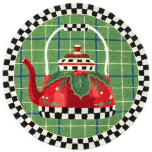 Holiday Tea Kettle 3′ Round Rug