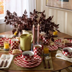 Mocha Check Flameless Dinner Candles, Set of 2 – Cherry Check