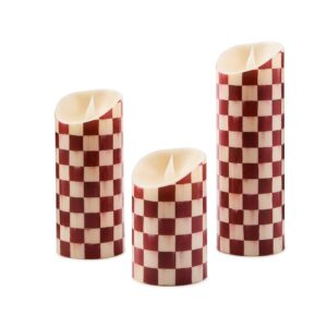 Check Flameless Pillar Candle – Cherry Check, 5″