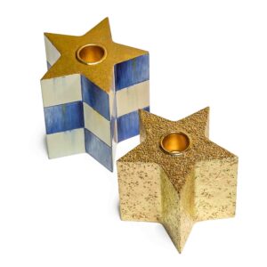 Royal Check Star Candle Holders, Set of 2