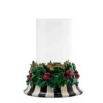 Holly Pillar Candle Holder