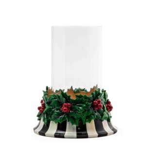Holly Pillar Candle Holder