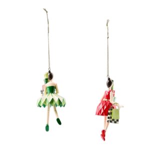 Check It Out Shopper Lady Ornaments, Set of 2