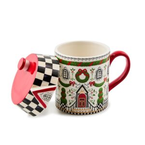 Holly Village Ceramic Lidded Mug