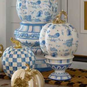 Royal Autumn Toile Tall Pedestal Pumpkin