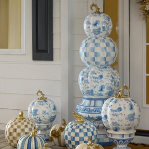 Royal Autumn Toile Stacked Pumpkin Trophy Urn