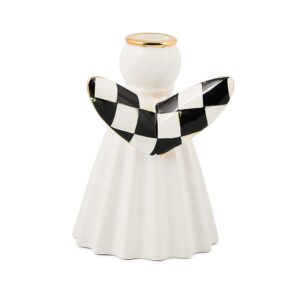Courtly Noel Short Ceramic Angel Candle Holder