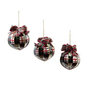 Courtly Plaid Capiz Ball Ornaments, Set of 3