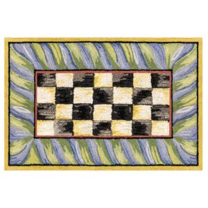 Courtly Check Purple & Green Washable Rug – Purple & Green, 2′ x 3′