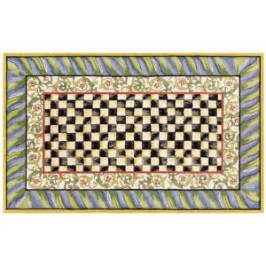 Courtly Check Purple & Green Washable Rug – Purple & Green, 5′ x 7’6″