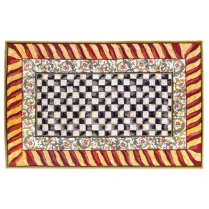 Courtly Check Red & Gold Washable Rug – Red & Gold, 5′ x 7’6″