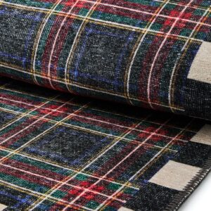 Stewart Tartan Black 2′ x 3′ Washable Rug