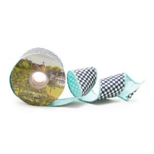 Courtly Check 2.5″ Ribbon – Aqua