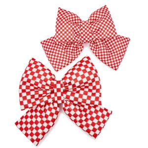 Red Check Medium Bow