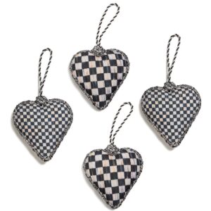 Courtly Check Heart Ornaments, Set of 4