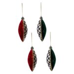 Velvet Patchwork Drop Ornaments, Set of 4