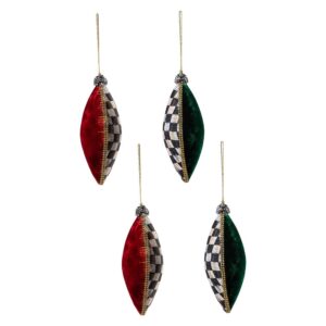 Velvet Patchwork Drop Ornaments, Set of 4