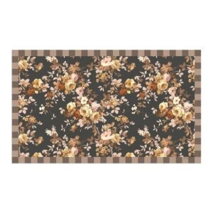 Cafe Floral Vinyl Floor Mat – Brown, 3′ x 5′