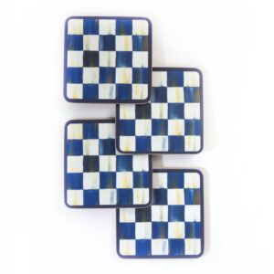 Courtly Checked Cork Back Coasters, Set of 4 – Royal Check