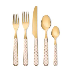 Courtly Check Bistro Flatware 5 Piece Place Setting – Mocha Check