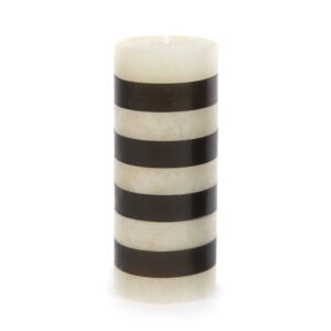 Bands 6″ Black & Ivory Pillar Candle