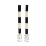 Six Bands Dinner Candles – Black – Set of 2
