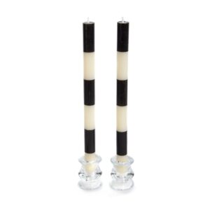 Six Bands Dinner Candles – Black – Set of 2