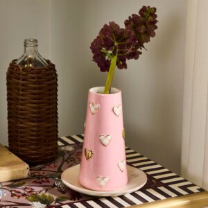 Check Heart Vase – Rosy Check, Tall