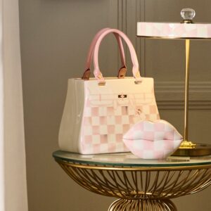 Rosy Check Doodles Handbag Vase