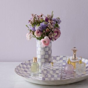 Rosy Check Capiz Small Vase – Violet Check