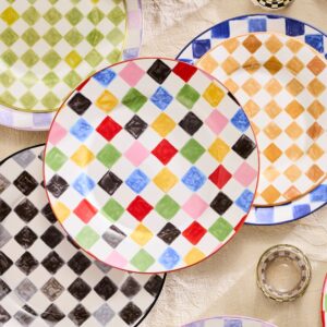 Black Check Round Platter – Multi