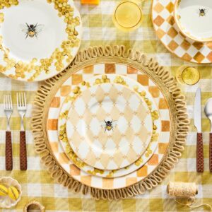 Black Check Round Platter – Honey