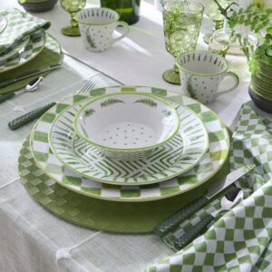 Black Check Round Platter – Green
