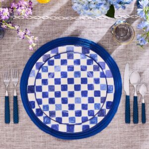 Check Dinner Plate – Indigo