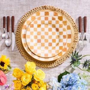 Check Dinner Plate – Honey