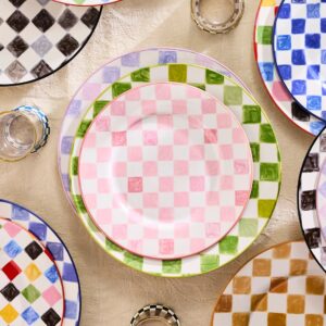 Check Dinner Plate – Pink