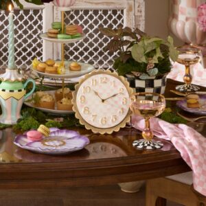 Courtly Check Scalloped Desk Clock – Rosy Check