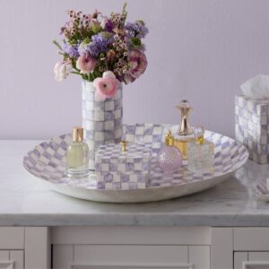 Rosy Check Capiz Decorative Bowl – Violet Check